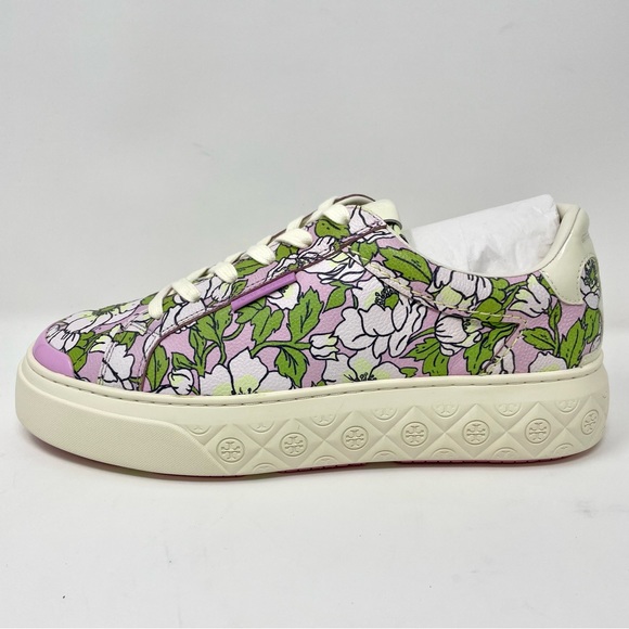 Tory Burch Ladybug Sneaker in Purple Bold Flowers / Oyster Size 9 New - Picture 6 of 14
